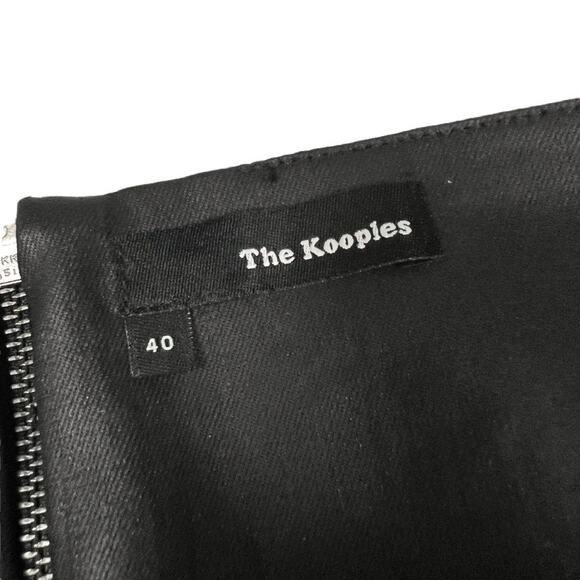 The‎ Kooples Pencil Skirt Solid Black Back Zip Mini Women's 40 Coated Fabric - Picture 4 of 12